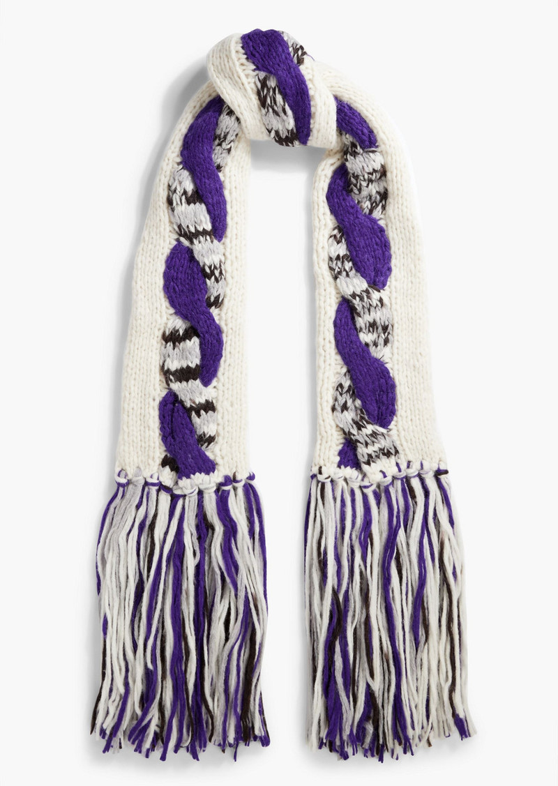 Missoni - Fringed cable-knit alpaca-blend scarf - Blue - OneSize