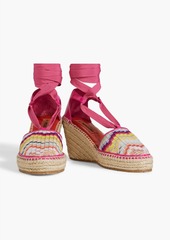 Missoni - Leather and crochet-knit wedge espadrilles - Pink - EU 41