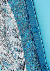 Missoni - Metallic crochet-knit and crepe cardigan - Blue - IT 44