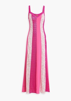 Missoni - Metallic crochet-knit and crepe maxi dress - Pink - IT 38