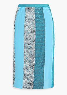 Missoni - Metallic crochet-knit and crepe pencil skirt - Blue - IT 42