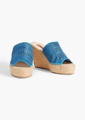 Missoni - Metallic crochet-knit espadrille wedge mules - Blue - EU 37