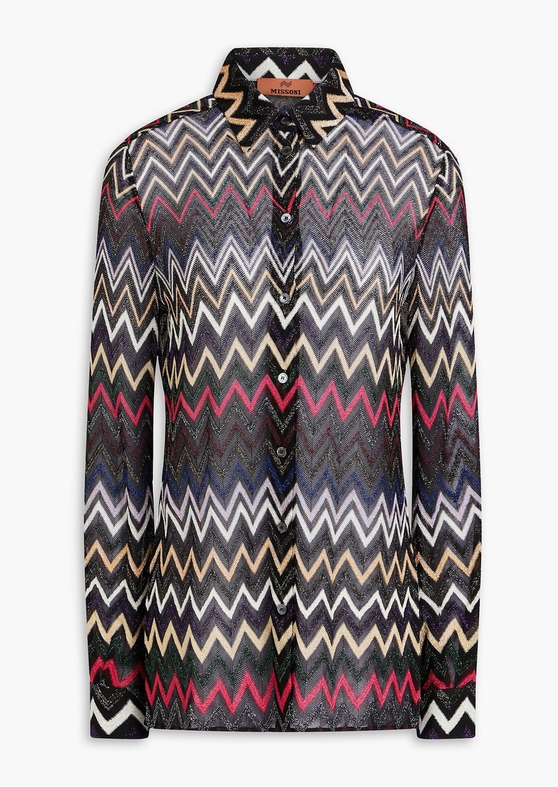 Missoni - Metallic crochet-knit shirt - Black - IT 36