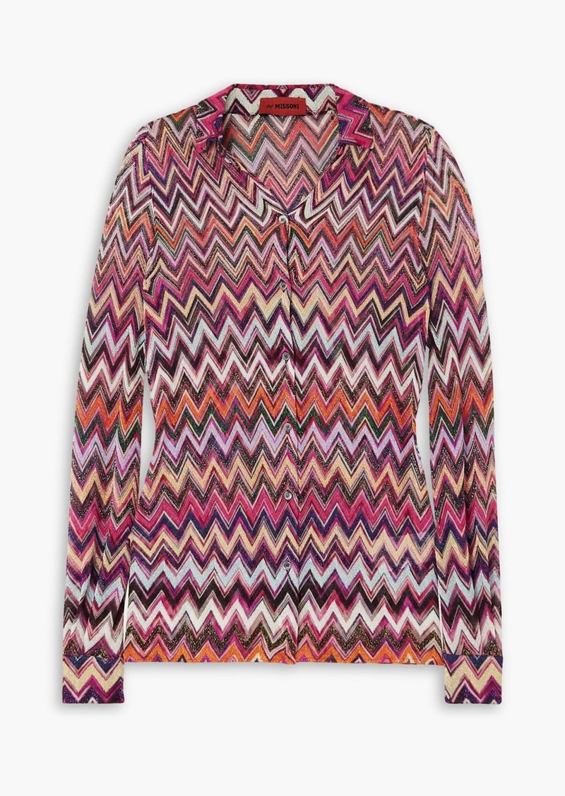 Missoni - Metallic crochet-knit shirt - Pink - IT 40