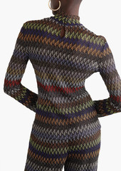Missoni - Metallic crochet-knit turtleneck sweater - Black - IT 38