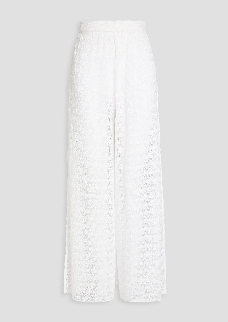 Missoni - Metallic crochet-knit wide-leg pants - White - IT 46