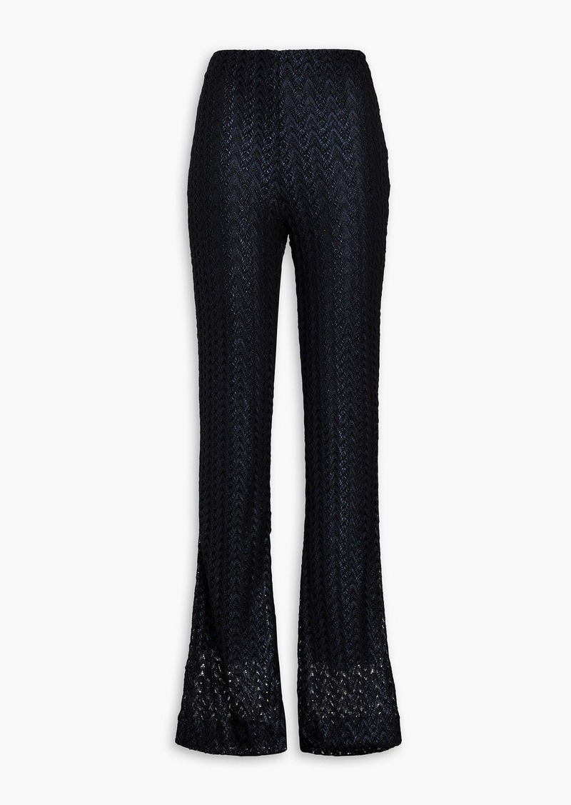 Missoni - Metallic crochet-knit wool-blend flared pants - Black - IT 40