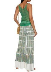 Missoni - Metallic-trimmed ribbed-knit cotton-blend flared pants - Green - IT 36