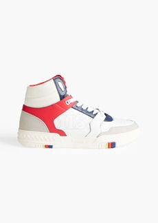 Missoni - Printed leather and suede high-top sneakers - Red - EU 41