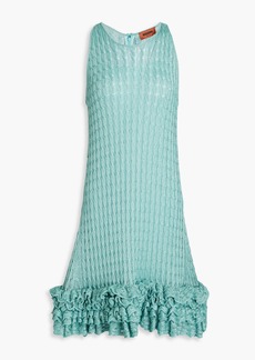 MISSONI Paneled satin-jacquard and crochet-knit midi dress