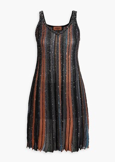 Missoni - Sequin-embellished metallic crochet-knit silk-blend mini dress - Brown - IT 42