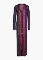 Missoni - Sequin-embellished striped ribbed-knit cardigan - Purple - IT 40