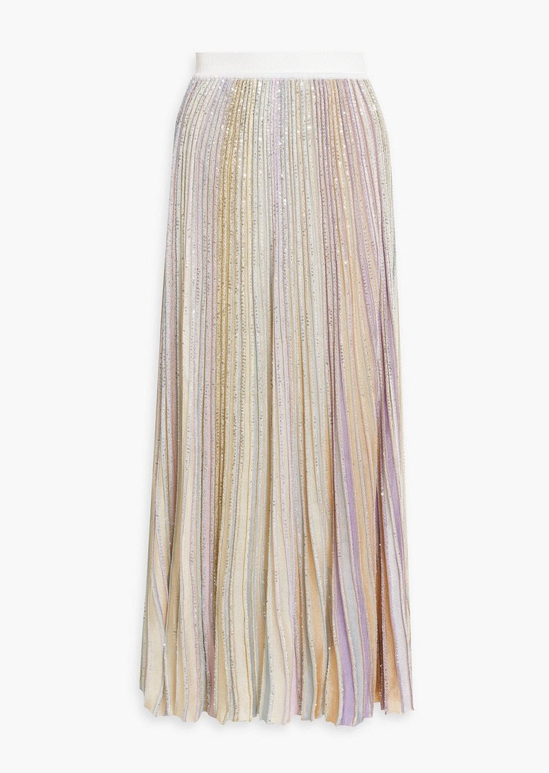 Missoni - Sequin-embellished striped ribbed-knit maxi skirt - Purple - IT 40