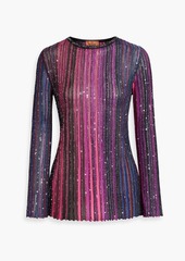 Missoni - Sequin-embellished striped ribbed-knit top - Pink - IT 38