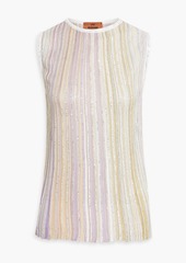 Missoni - Sequin-embellished striped ribbed-knit top - Pink - IT 36