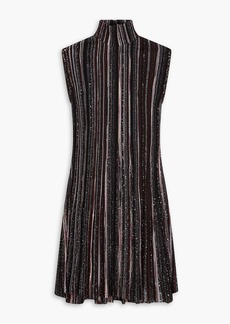 Missoni - Sequin-embellished striped ribbed-knit turtleneck mini dress - Brown - IT 44