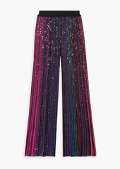 Missoni - Sequin-embellished striped ribbed-knit wide-leg pants - Purple - IT 36