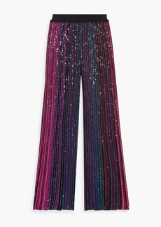 Missoni - Sequin-embellished striped ribbed-knit wide-leg pants - Pink - IT 36