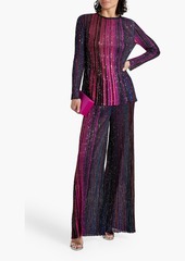 Missoni - Sequin-embellished striped ribbed-knit wide-leg pants - Purple - IT 38