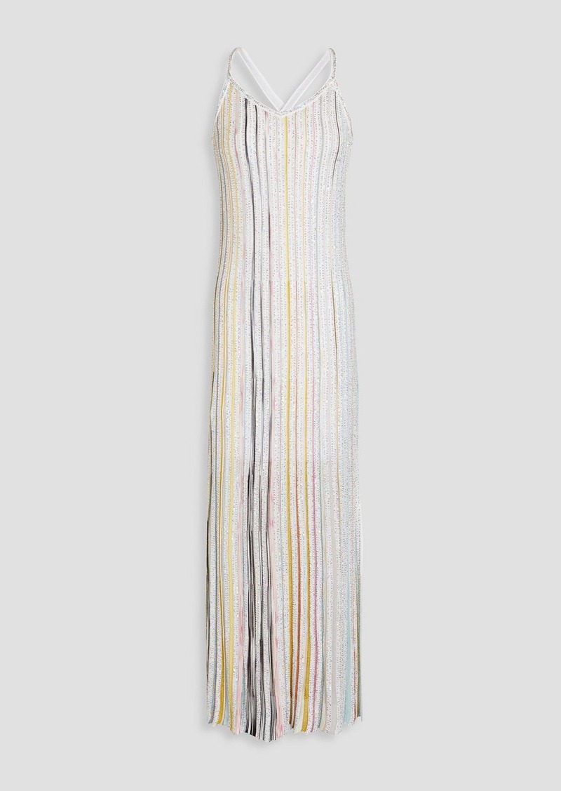 Missoni - Sequined striped crochet-knit maxi dress - White - IT 40