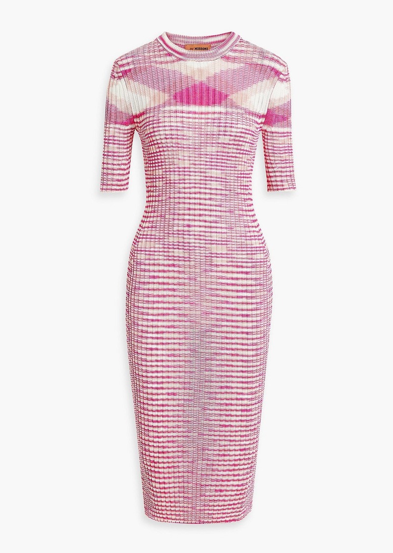 Missoni - Space-dyed ribbed-knit midi dress - Pink - IT 40