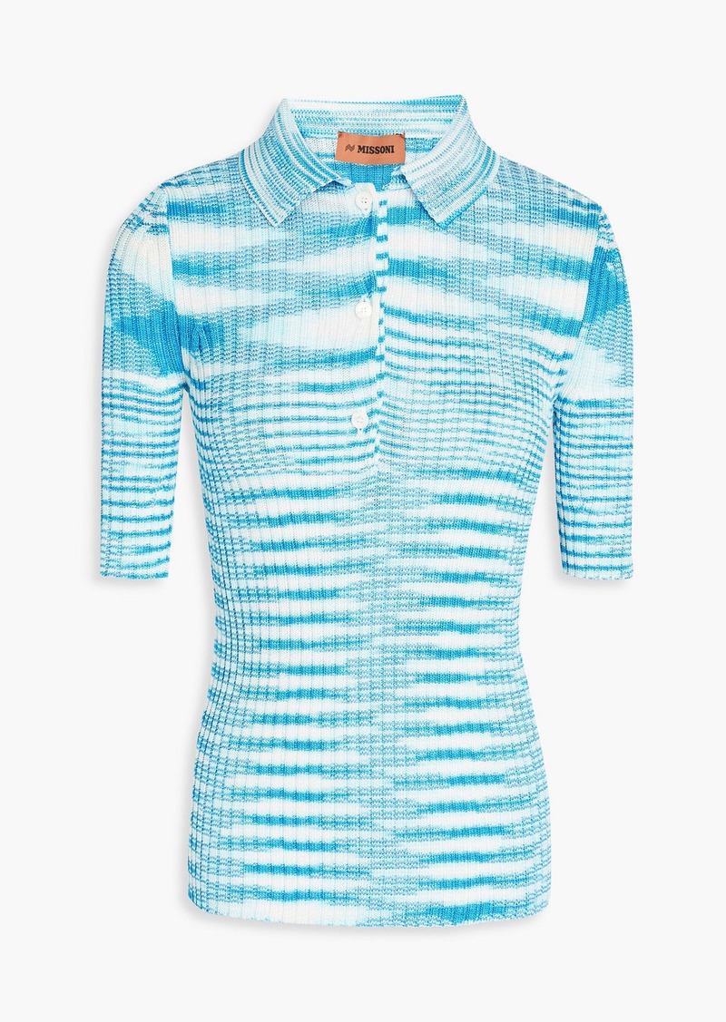 Missoni - Space-dyed ribbed-knit polo shirt - Blue - IT 36