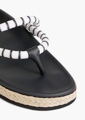Missoni - Striped crochet-knit and leather espadrille sandals - Black - EU 35