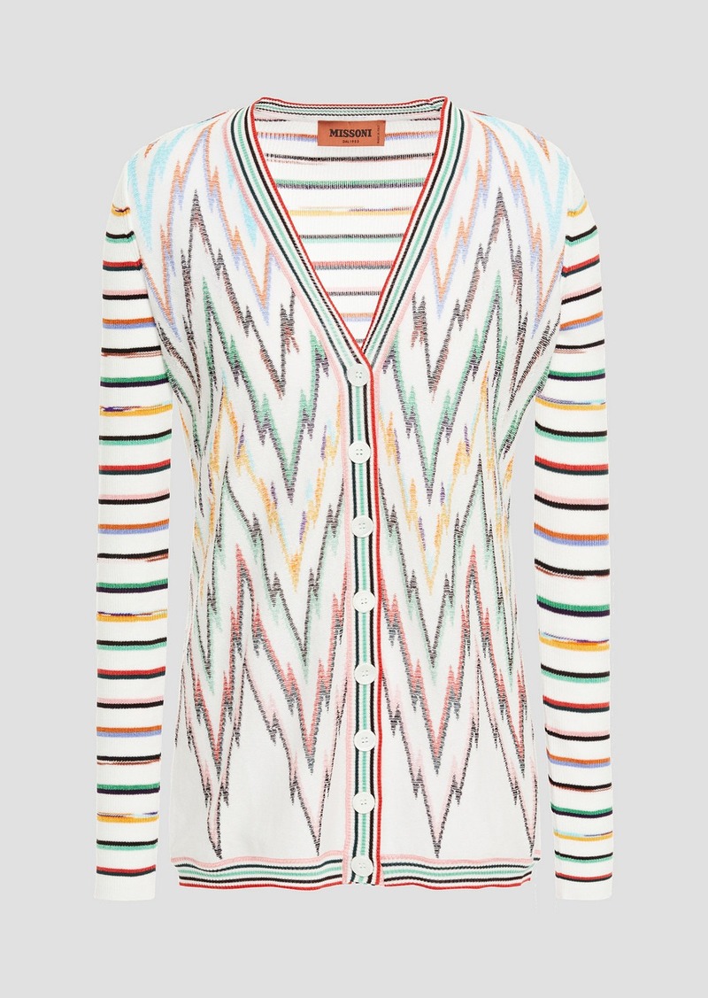 Missoni - Striped ribbed and crochet-knit cotton-blend cardigan - White - IT 44
