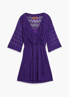 Missoni - Wrap-effect crochet-knit silk-blend mini dress - Purple - IT 38