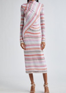 Missoni Asymmetric Long Sleeve Chevron Knit Dress