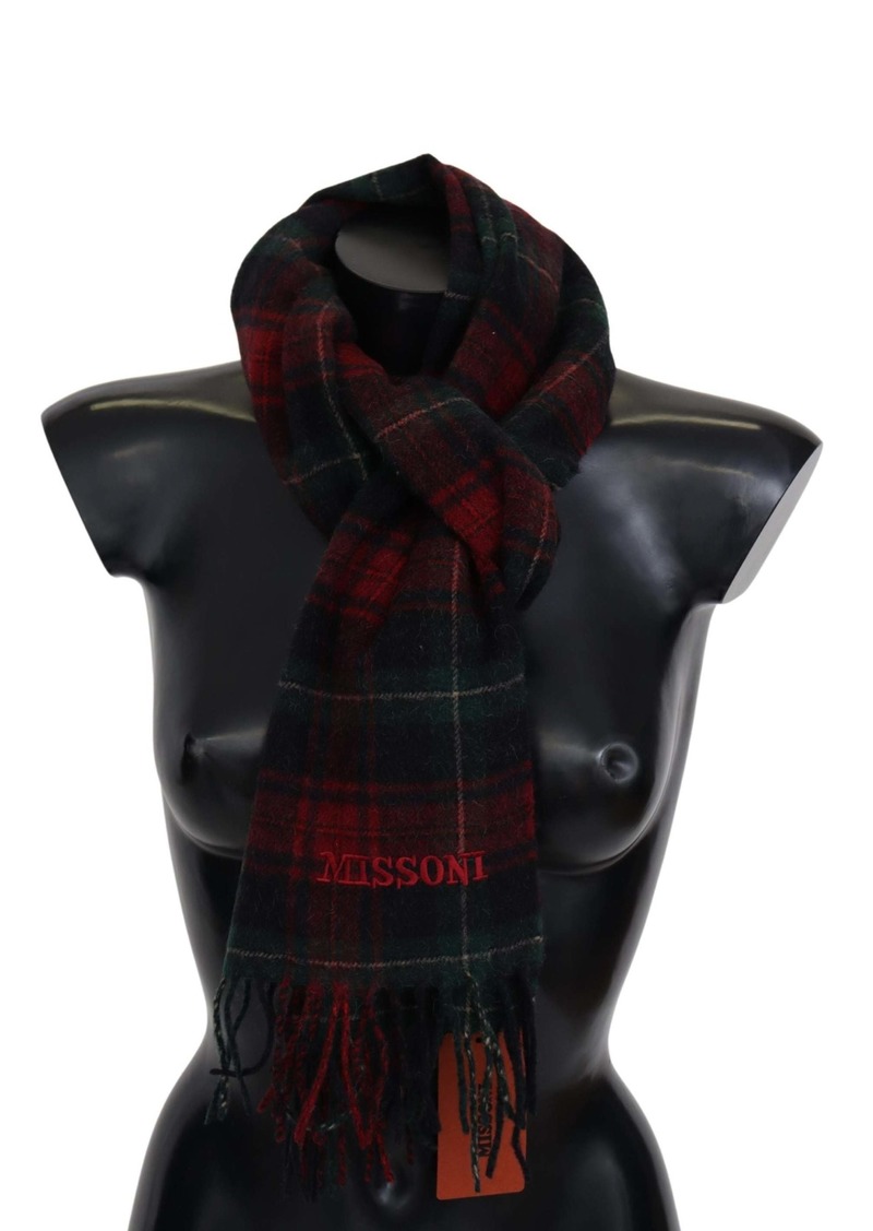 Missoni Check Wool Unisex Neck Wrap Fringes Scarf