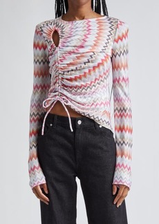 Missoni Chevron Ruched Long Sleeve Knit Top