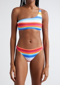 Missoni Chevron Stripe One-Shoulder Two-Piece Swimsuit
