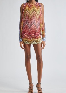 Missoni Exploded Chevron Long Sleeve Cover-Up Dress