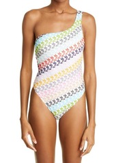 Missoni Knit Lace One-Shoulder One-Piece Swimsuit