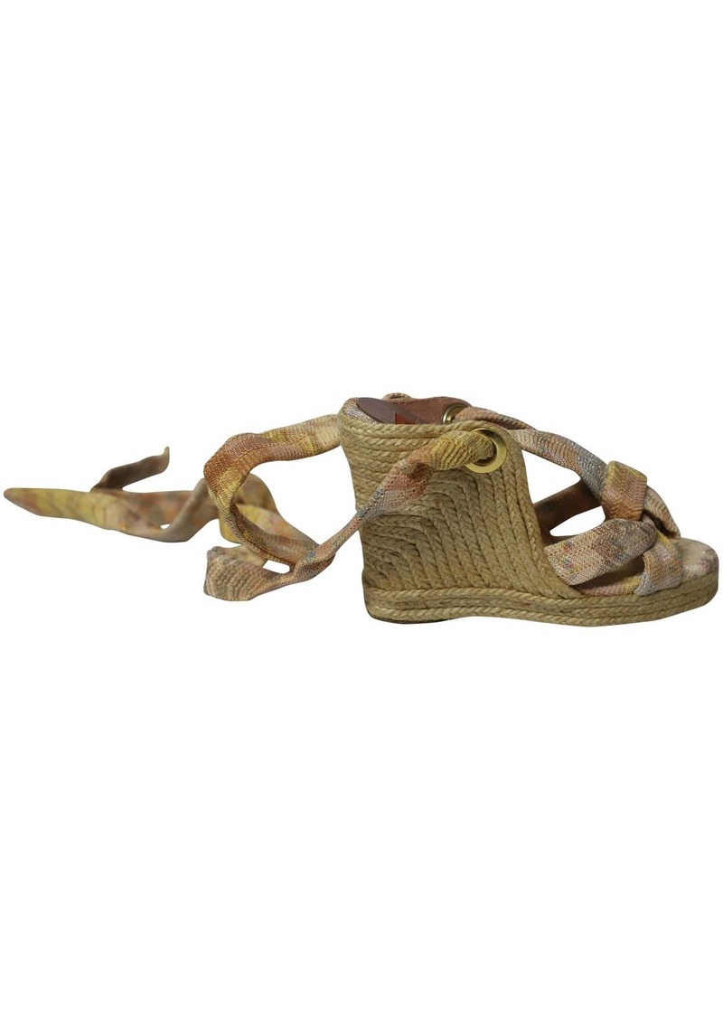 Missoni Knot Lace Espadrille Wedges in Beige Canvas