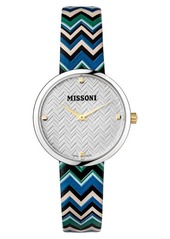 Missoni M1 Joyful Chevron Leather Strap Watch