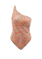 Missoni Mare - One-shoulder Ruched Swimsuit - Womens - Orange Multi