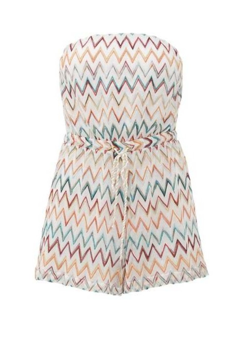 Missoni Mare Strapless metallic zigzag-knitted playsuit