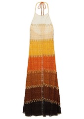 Missoni Mare Woman Mare Color-block Crochet-knit Halterneck Maxi Dress Marigold
