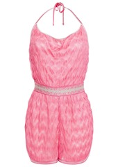 Missoni Mare Woman Mare Draped Crochet-knit Halterneck Playsuit Bright Pink