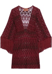 Missoni Mare Woman Mare Fringe-trimmed Metallic Crochet-knit Coverup Claret