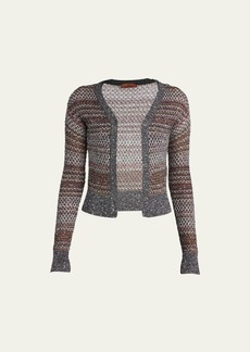 Missoni Multicolor Mesh Knit Cardigan with Sequin Detail