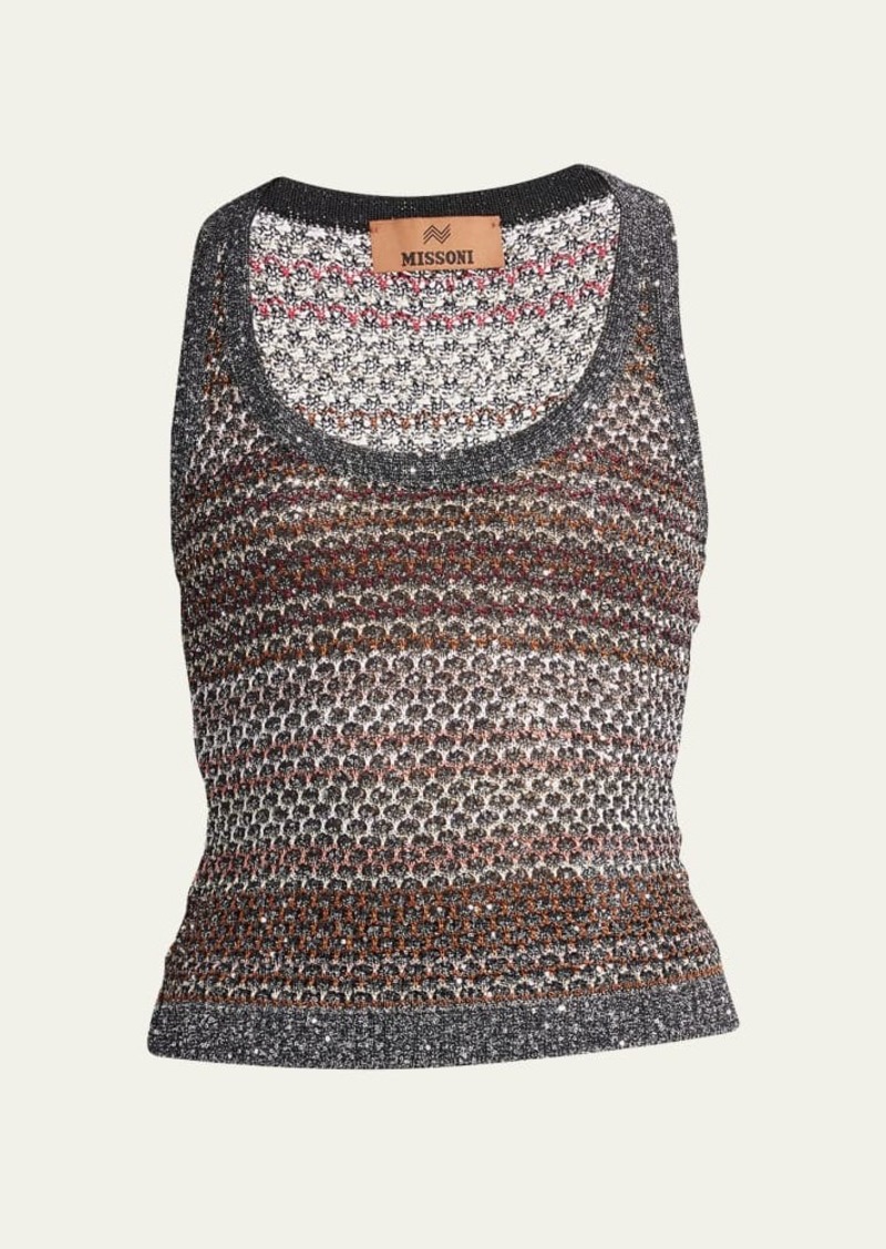 Missoni Multicolor Mesh Knit Tank Top with Sequins