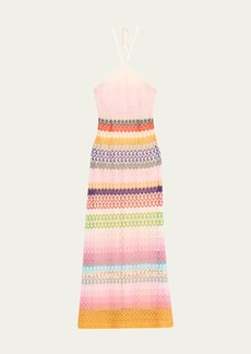 Missoni Multicolor Open-Knit Halter Maxi Dress