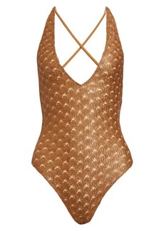 Missoni Plunge Neck Lace One-Piece Swimsuit