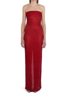 Missoni Semisheer Open Knit Strapless Gown in Savvy Red at Nordstrom