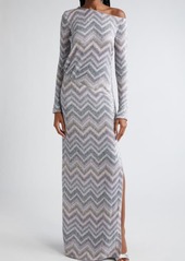 Missoni Sparkly Sequin Long Sleeve Chevron Knit Gown