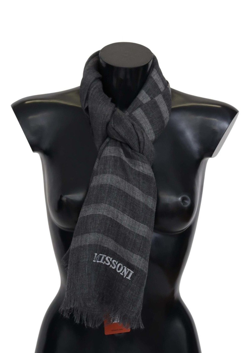 Missoni Striped Wool Unisex Neck Wrap Fringes Men's Scarf