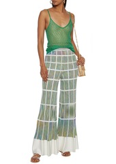 Missoni - Metallic-trimmed ribbed-knit cotton-blend flared pants - Green - IT 36